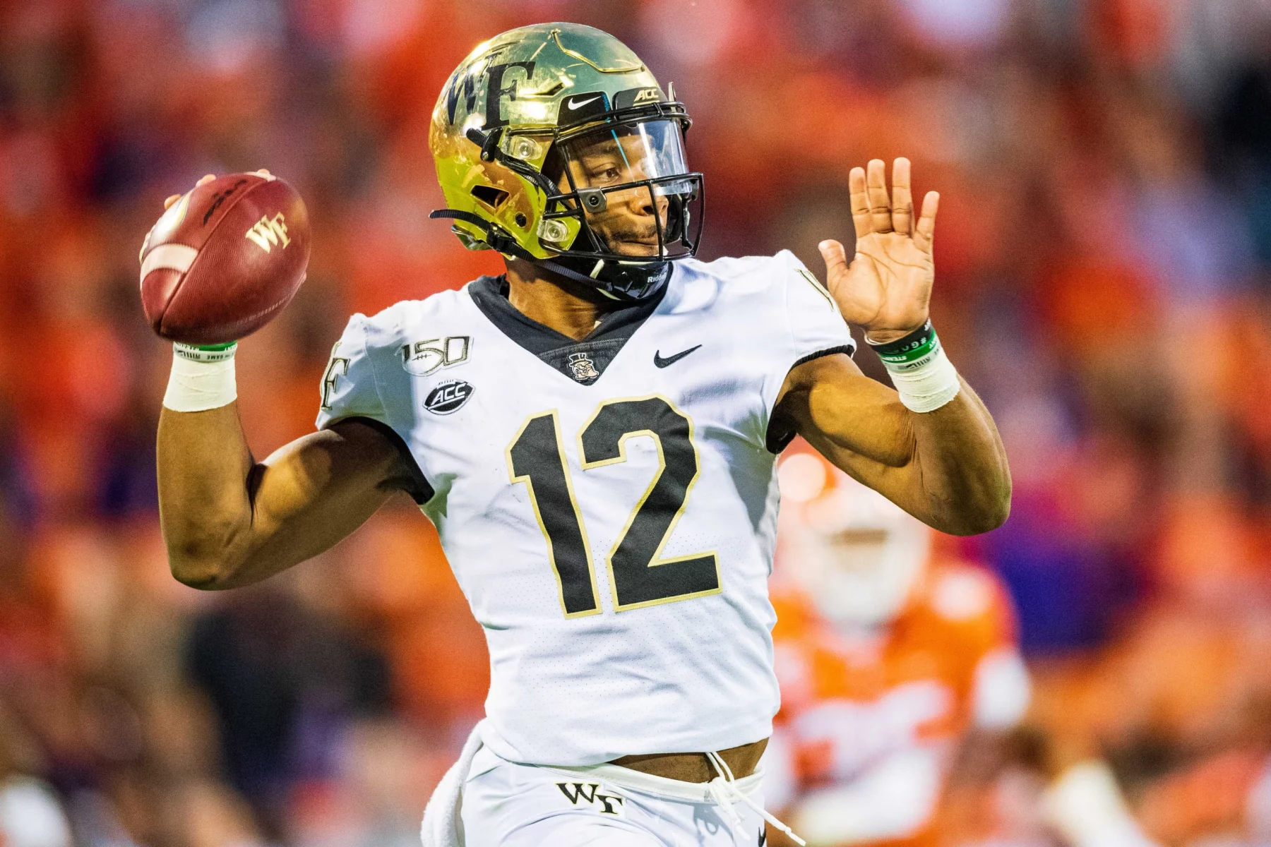 Wake Forest Demon Deacons quarterback Jamie Newman (12) during the NCAA, College League, USA college