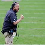 November 22, 2020: Carolina Panthers head coach Matt Rhule reacts to a call in the fourth quarter of the NFL, American