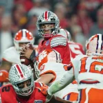 former Ohio State Buckeyes quarterback (1) Justin Fields is projected to go in the 1st Round of the NFL,