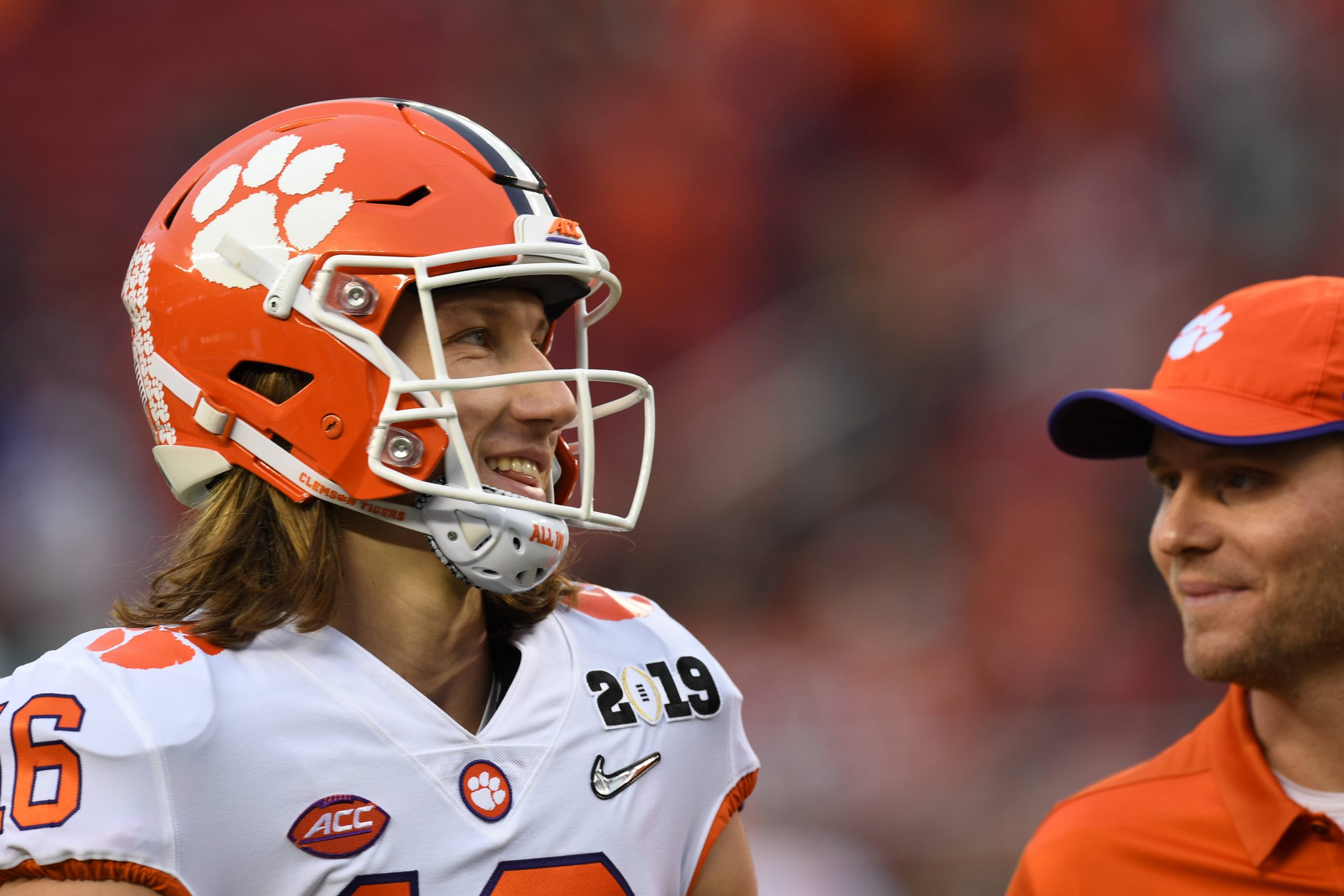 Former Clemson Tigers quarterback (16) Trevor Lawrence is projected to go 1st in the NFL, American Footba