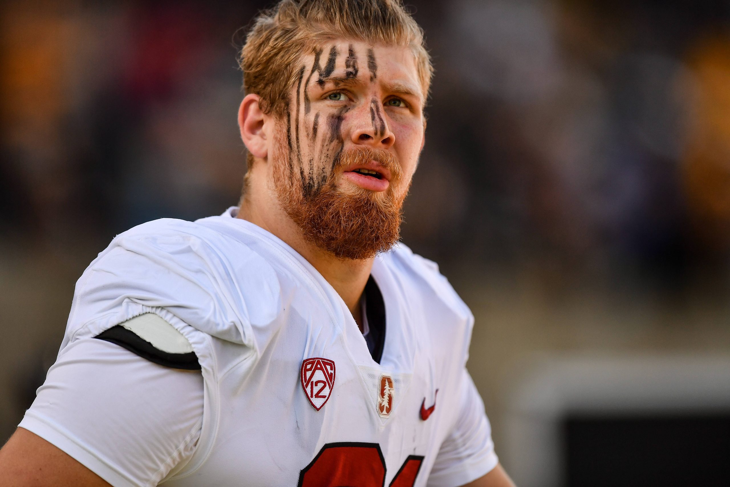 December 01, 2018: Stanford Cardinal defensive end Thomas Schaffer (91) warms up during the NCAA Col