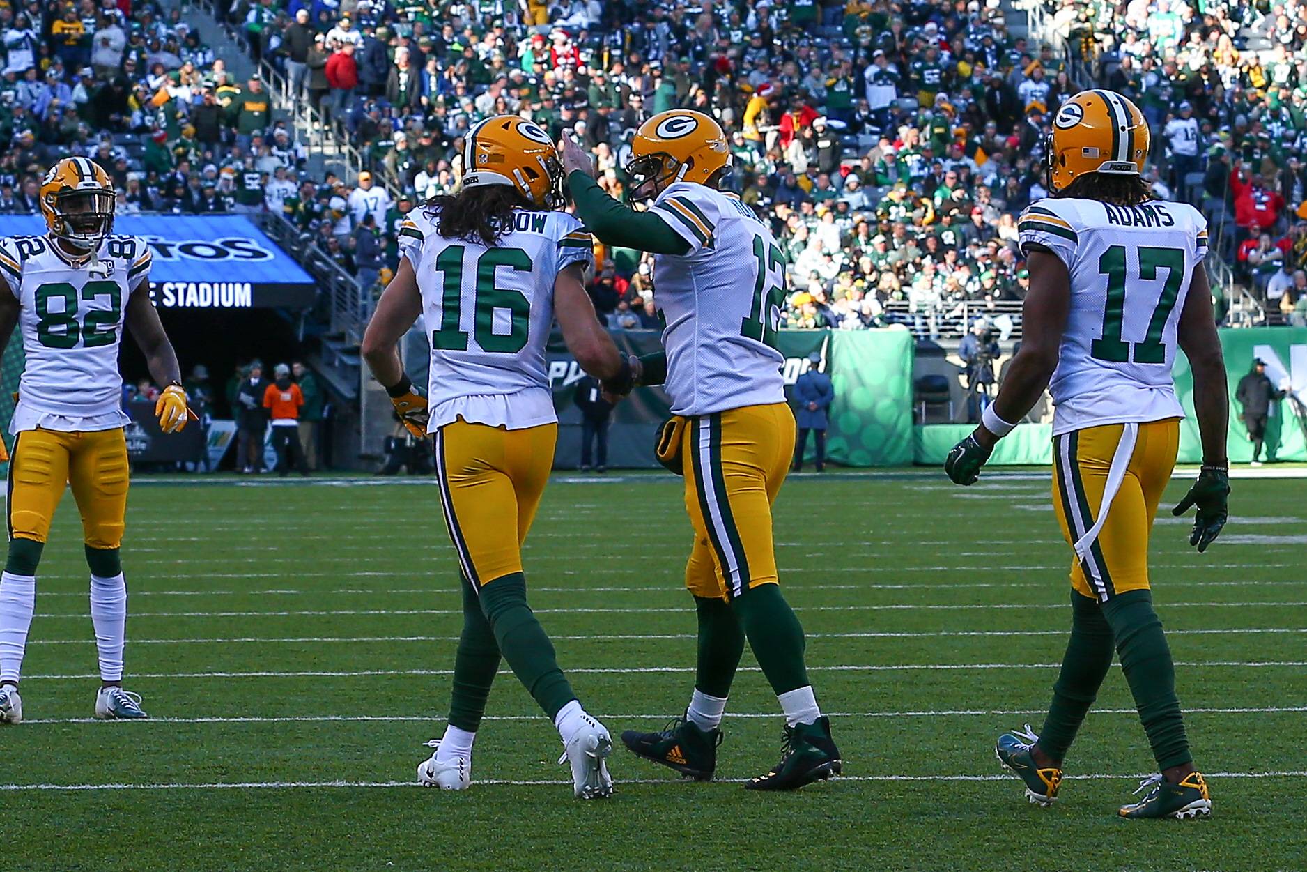 EAST RUTHERFORD NJ DECEMBER 23 Green Bay Packers wide receiver Jake Kumerow 16 celebrates with