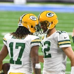 DETROIT, MI - DECEMBER 13: Green Bay Packers wide receiver Davante Adams (17) is congratulated by Green Bay Packers qua