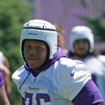 EAGAN, MN - JUNE 16: Minnesota Vikings guard Kyle Hinton (68) and Minnesota Vikings defensive tackle Jaylen Twyman (76)