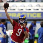 INGLEWOOD, CA - JUNE 10: Los Angeles Rams quarterback Matthew Stafford (09) during the Los Angeles Rams practice on June