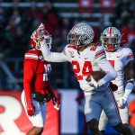 November 16, 2019: Ohio State Buckeyes cornerback Shaun Wade (24) celebrates his first quarter inter