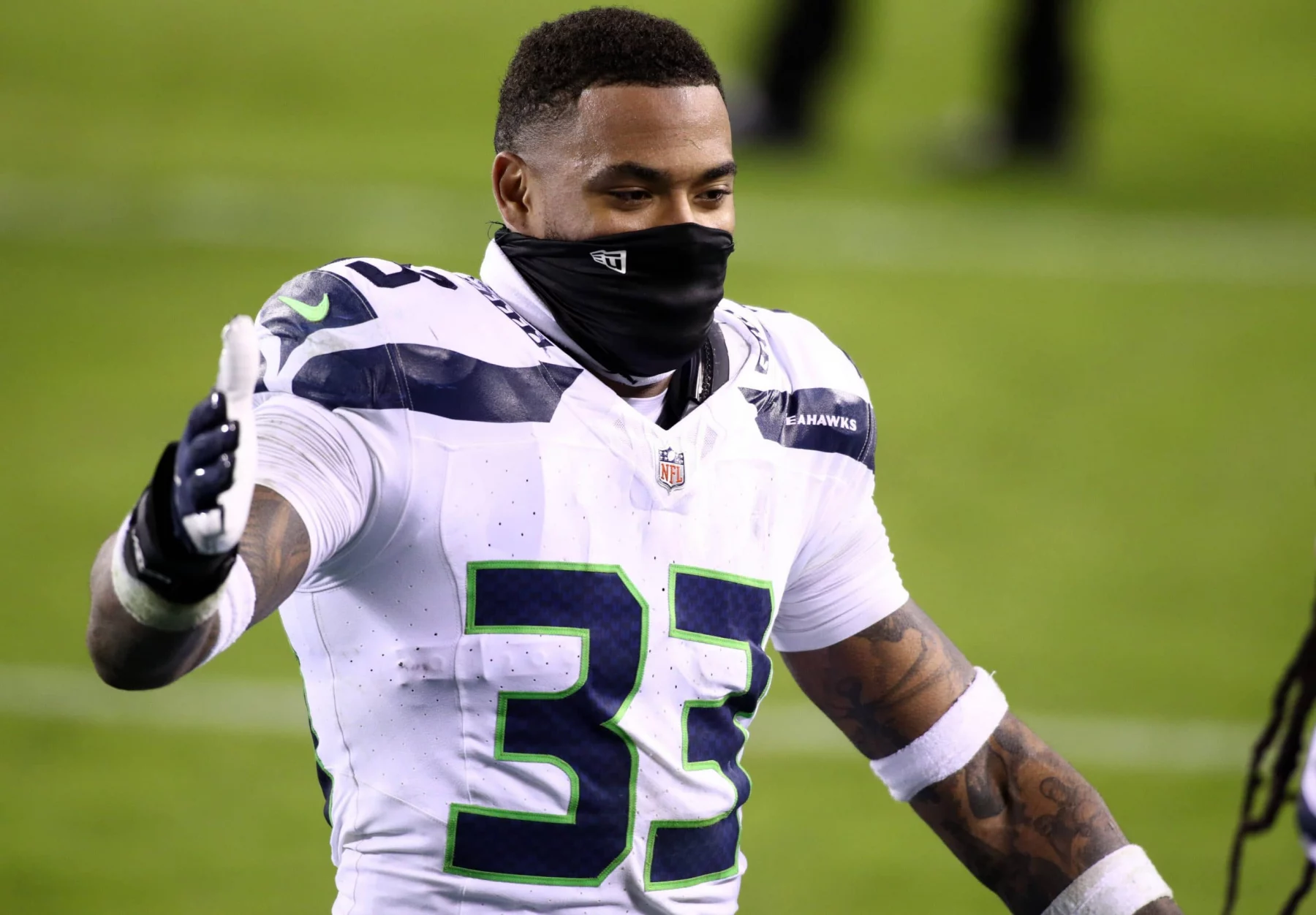 PHILADELPHIA, PA - NOVEMBER 30: Seattle Seahawks Safety Jamal Adams (33) celebrates with teammates after the game betwee