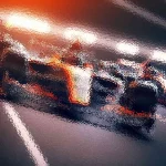 Unscharfes, dynamisches Bild einer Rennszene, das mehrere Autos zeigt, die auf einer schwach beleuchteten Strecke rasen. Die roten und weißen Lichter erzeugen ein Gefühl von Bewegung und Intensität. Der Hintergrund ist dunkel, was das Leuchten der Fahrzeuglichter verstärkt und die rasante Action betont. Diese Beschreibung wurde mit der FootballR KI automatisch generiert.