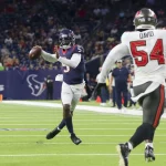 HOUSTON, TX - AUGUST 28: Houston Texans quarterback Tyrod Taylor (5) prepares to throw for a pass during the preseason f