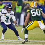 January 12, 2020: Seattle Seahawks quarterback Russell Wilson 3 looks to get around Green Bay Packer