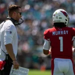 September 26, 2021, Syracuse, New York, USA: Arizona Cardinals head coach KLIFF KINGSBURY talks with Arizona Cardinals q