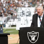 September 13, 2015; Oakland, CA, United States; Hall of Famer John Madden speaks to the crowd during