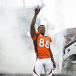 DENVER CO NOVEMBER 19 Denver Broncos wide receiver Demaryius Thomas 88 in introduced to the hom