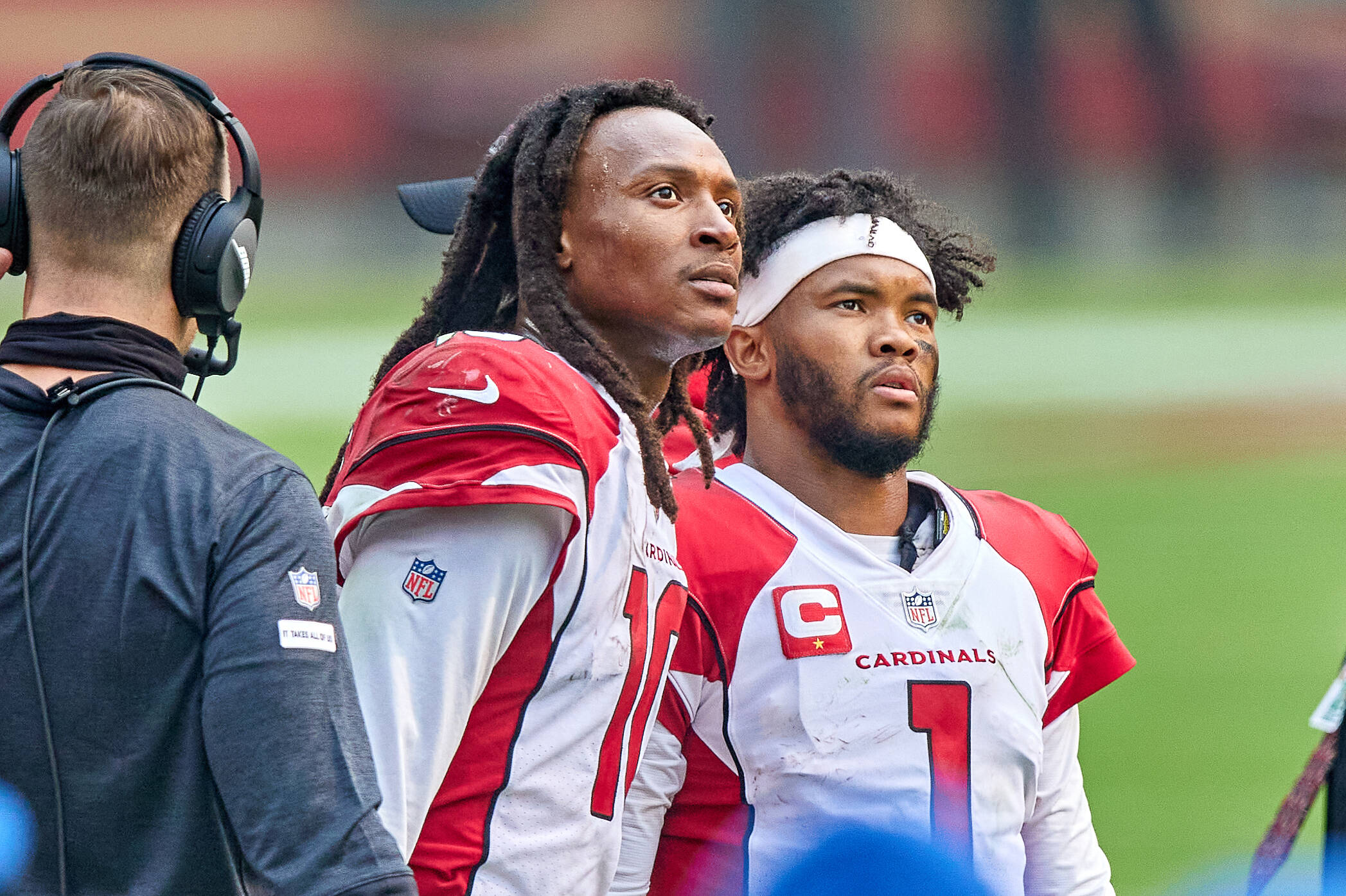 SAN FRANCISCO, CA - SEPTEMBER 13: Arizona Cardinals quarterback Kyler Murray (1) and Arizona Cardinals wide receiver DeA