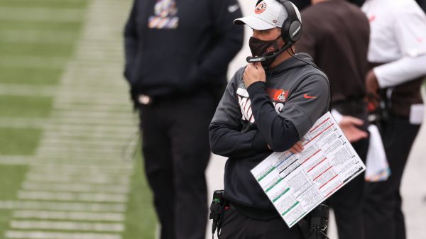 CINCINNATI, OH - OCTOBER 25: Cleveland Browns head coach Kevin Stefanski watches from the sideline during the game again