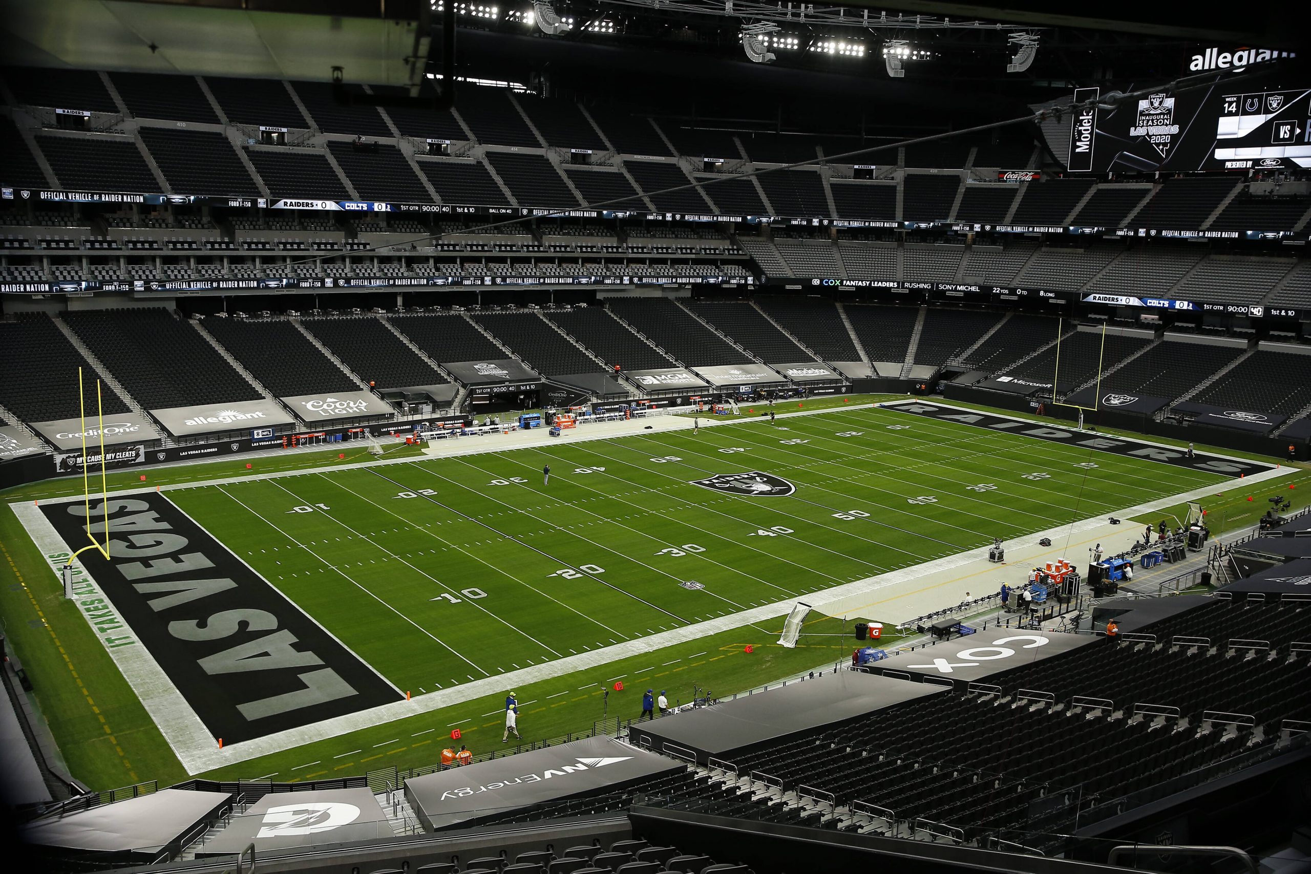 LAS VEGAS, NV - DECEMBER 13: A general view of Allegiant Stadium prior to a NFL, American Football Herren, USA game betw