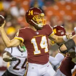 August 20, 2021: Washington Football Team quarterback Ryan Fitzpatrick (14) drops back to pass during the NFL, American