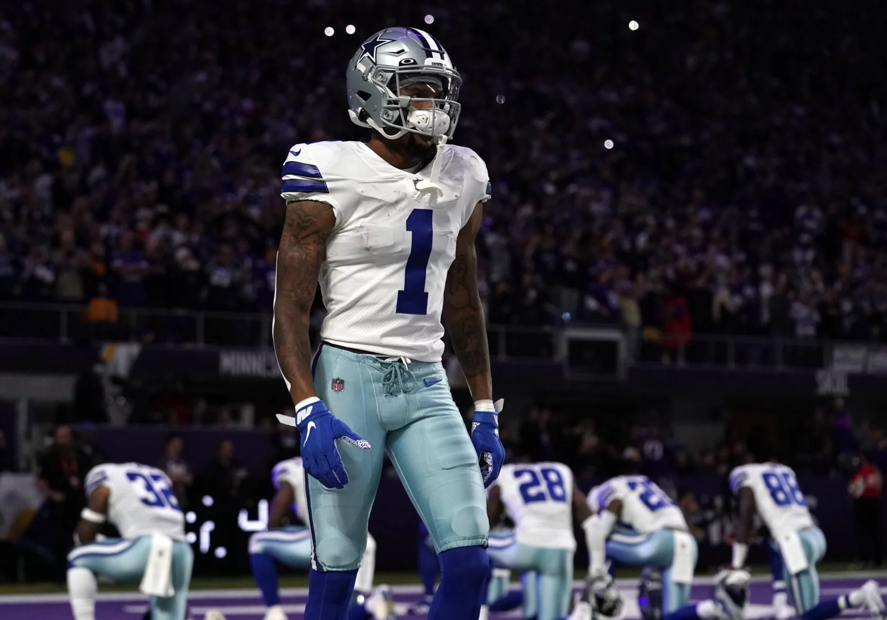MINNEAPOLIS, MN - OCTOBER 31: Dallas Cowboys Wide Receiver Cedrick Wilson (1) walks to the sideline before a game betwee