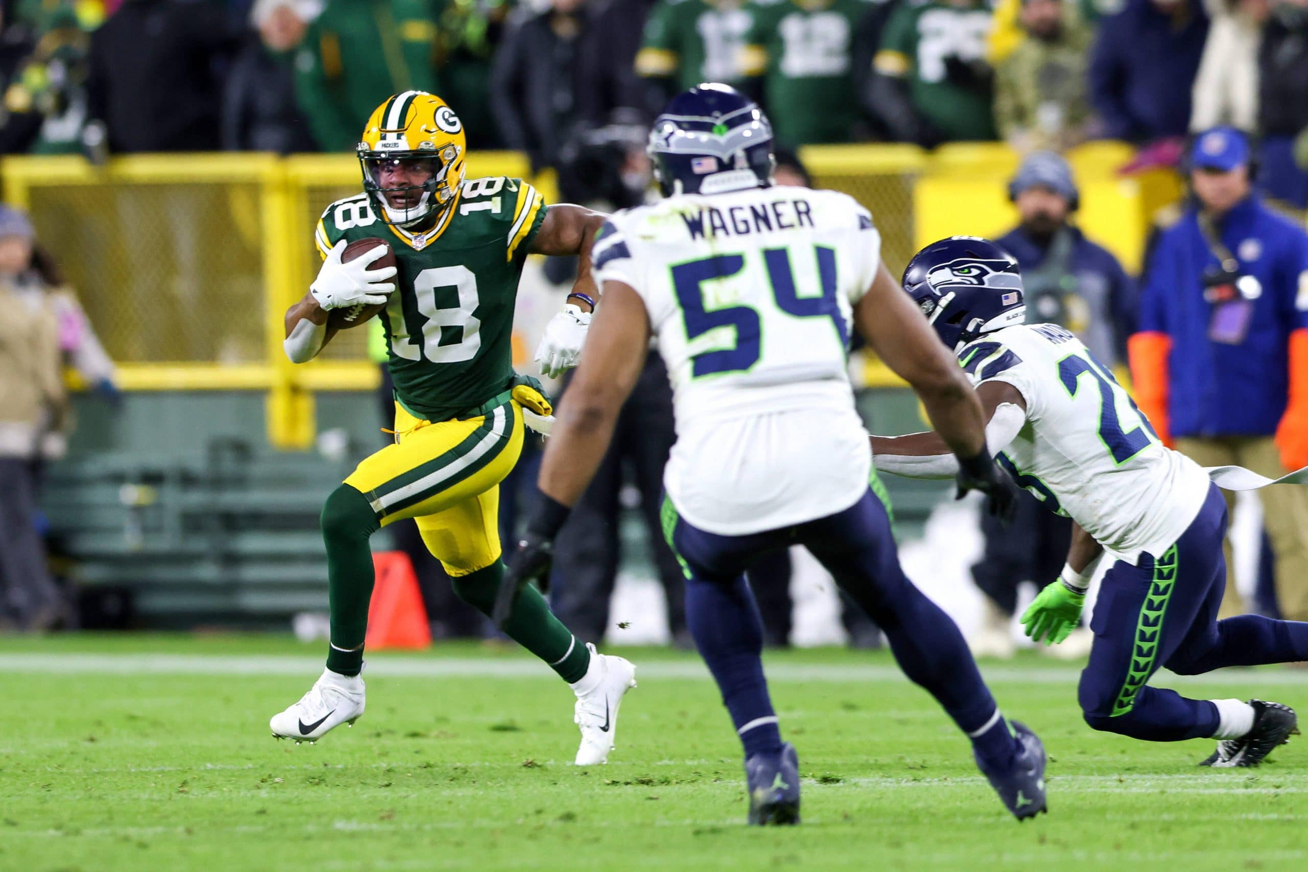 November 14, 2021: Green Bay Packers wide receiver Randall Cobb (18) runs after a catch during the NFL, American Footbal