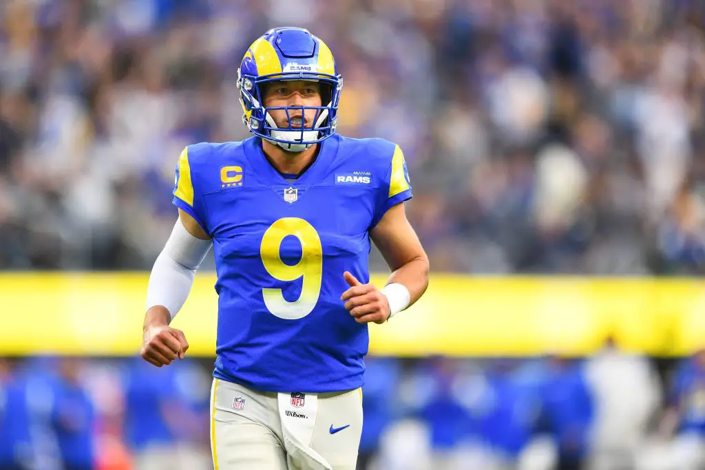 NFL Injury Report Woche 11 - DECEMBER 05: Los Angeles Rams Quarterback Matthew Stafford (9) celebrates a touchdown during the NFL, Am