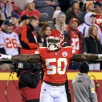 Kansas City Chiefs middle linebacker Willie Gay Jr. (50) celebrates after a successful third down play against the Denve