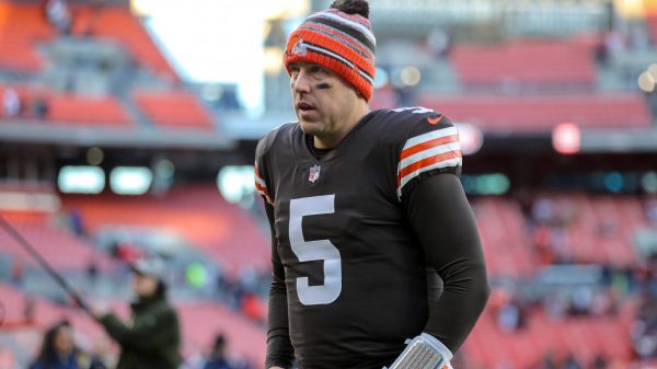 CLEVELAND, OH - DECEMBER 12: Cleveland Browns quarterback Case Keenum (5) leaves the field following the National Footba