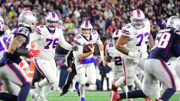 December 21, 2019: Buffalo Bills quarterback Josh Allen (17) keeps the ball during the NFL, American