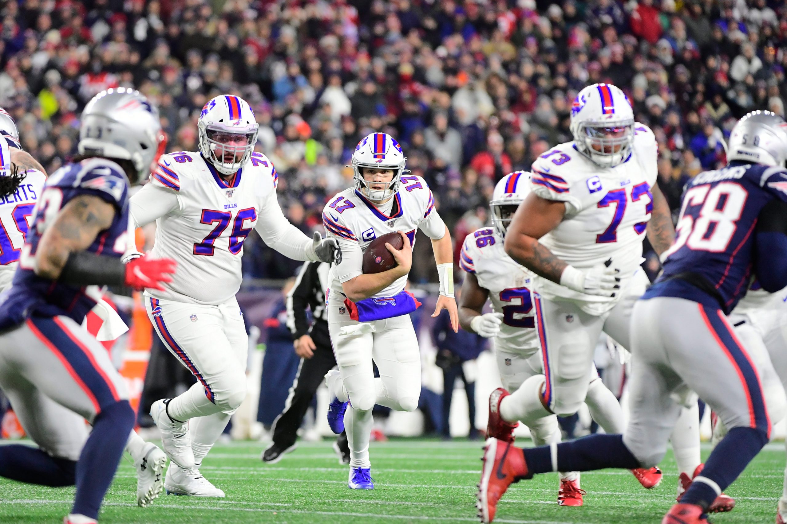 December 21, 2019: Buffalo Bills quarterback Josh Allen (17) keeps the ball during the NFL, American