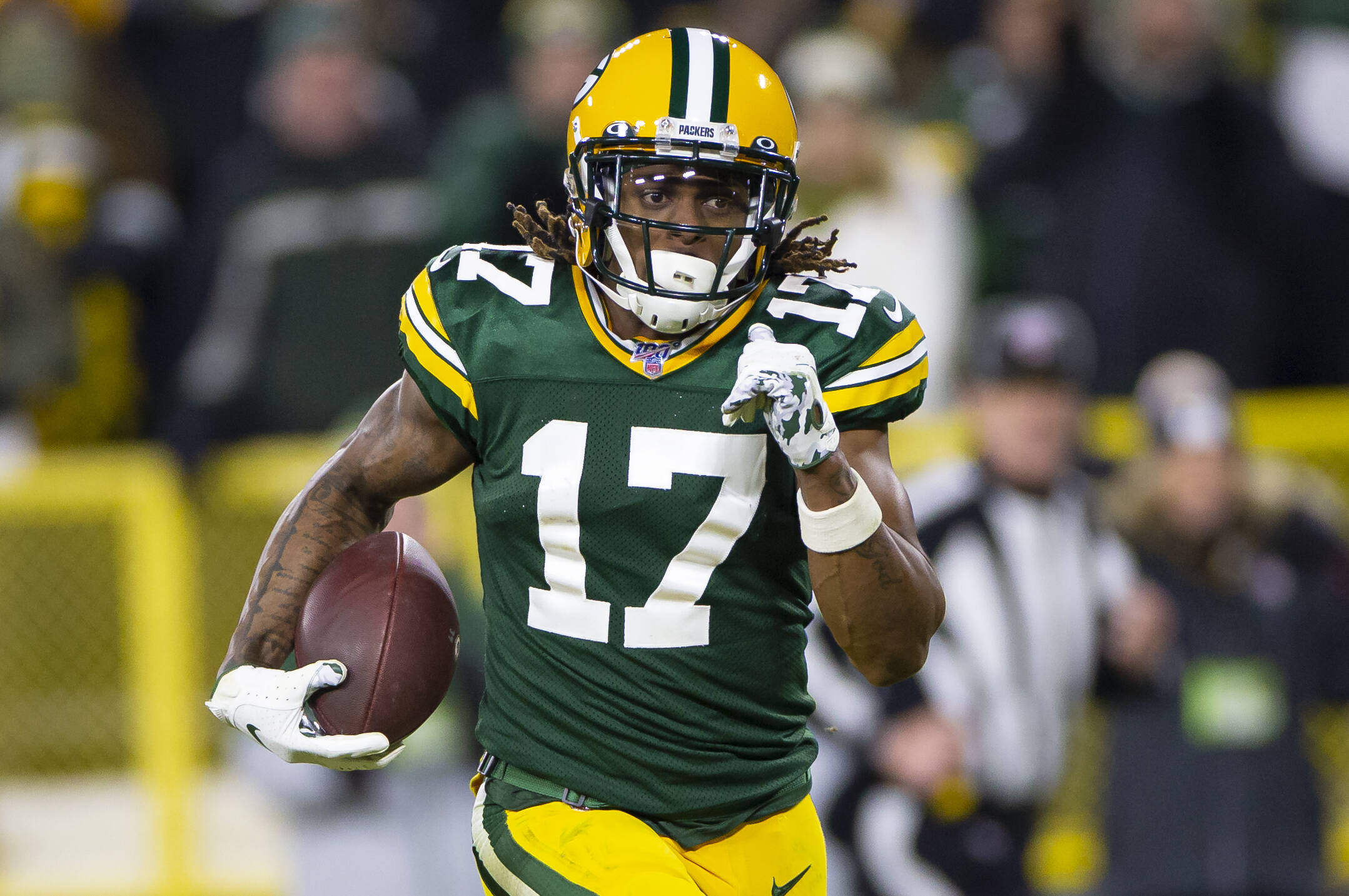 January 12, 2020: Green Bay Packers wide receiver Davante Adams 17 runs into the end zone after making a 40 yard touchdo