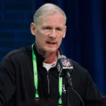 INDIANAPOLIS, IN - FEBRUARY 25: Oakland Raiders general manager Mike Mayock answers questions from the media during the