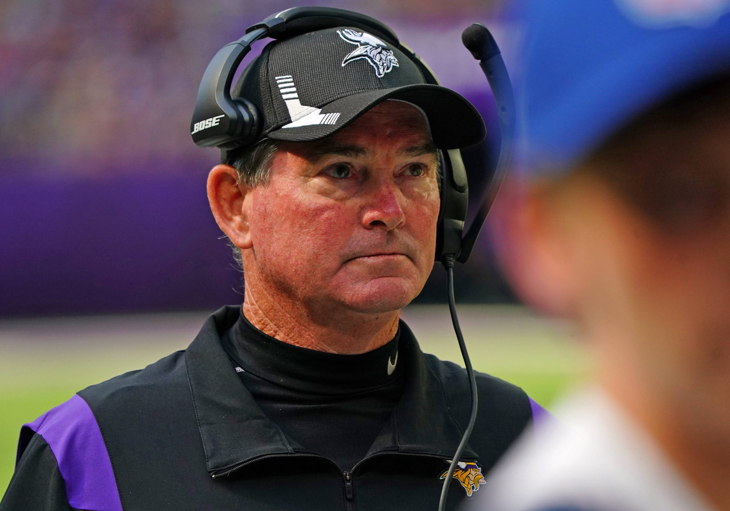 MINNEAPOLIS, MN - AUGUST 14: Minnesota Vikings Head Coach Mike Zimmer looks on during a preseason game between the Minn