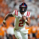 October 16, 2021: Matt Corral 2 of the Mississippi Rebels runs the ball during the NCAA, College League, USA football game between the University of Tennessee Volunteers and the Ole Miss Rebels at Neyland Stadium in Knoxville TN /CSM Knoxville United States - ZUMAc04_ 20211016_zaf_c04_864 Copyright: xTimxGangloffx