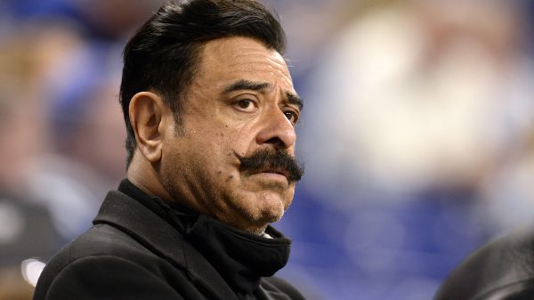INDIANAPOLIS, IN - NOVEMBER 14: Jacksonville Jaguars owner Shad Khan looks on before the start of the NFL, American Foot