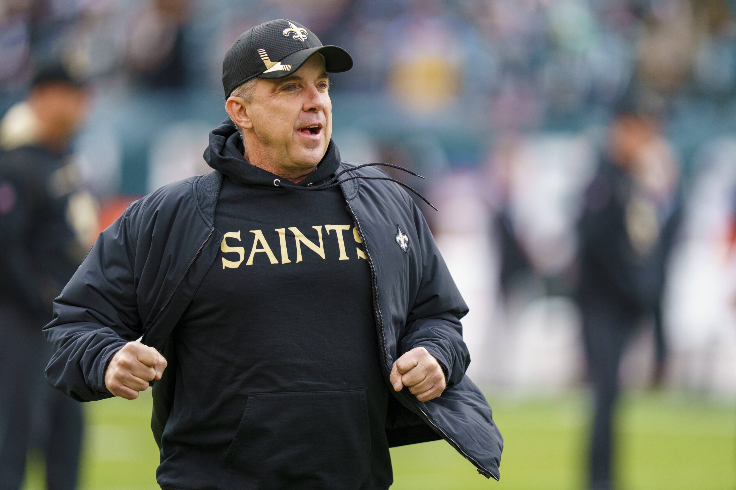 November 21, 2021: New Orleans Saints head coach Sean Payton looks on prior to the NFL, American Football Herren, USA ga