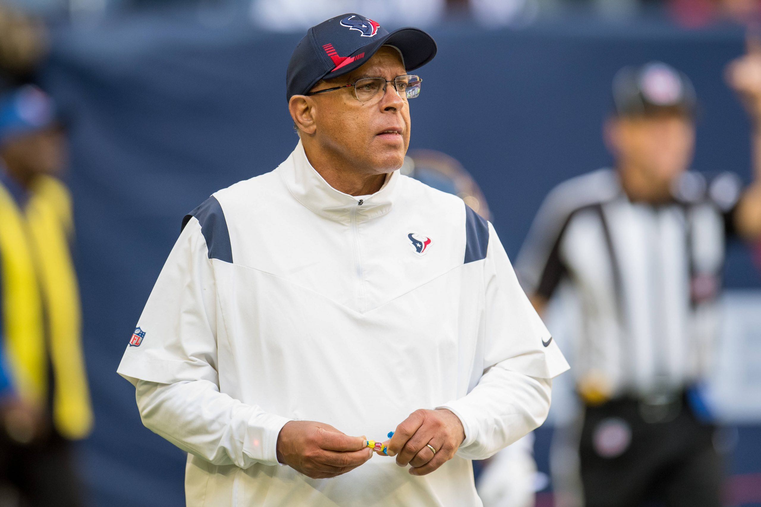 December 12, 2021: Houston Texans head coach David Culley walks onto the field during halftime of an NFL, American Footb