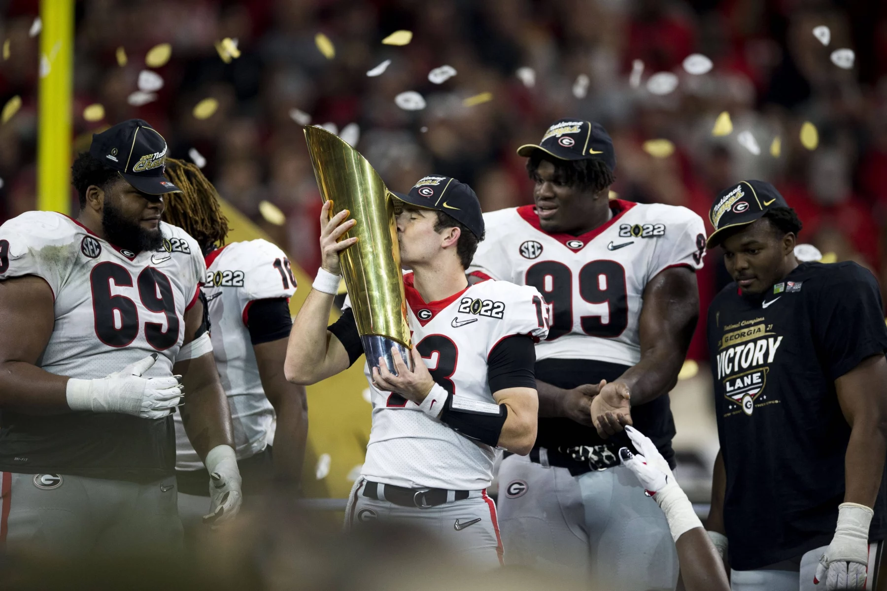 January 11, 2022, Indianapolis, Indiana, USA: Georgia QB Stetson Bennett (13) after the National Championship game. Geor
