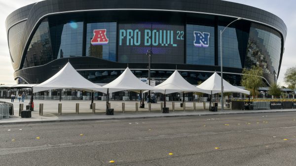 LAS VEGAS, NV - JANUARY 31: View of Allegiant Stadium home of the 2022 NFL Pro Bowl in Las Vegas, Nevada on January 31,