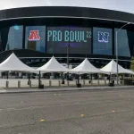 LAS VEGAS, NV - JANUARY 31: View of Allegiant Stadium home of the 2022 NFL Pro Bowl in Las Vegas, Nevada on January 31,