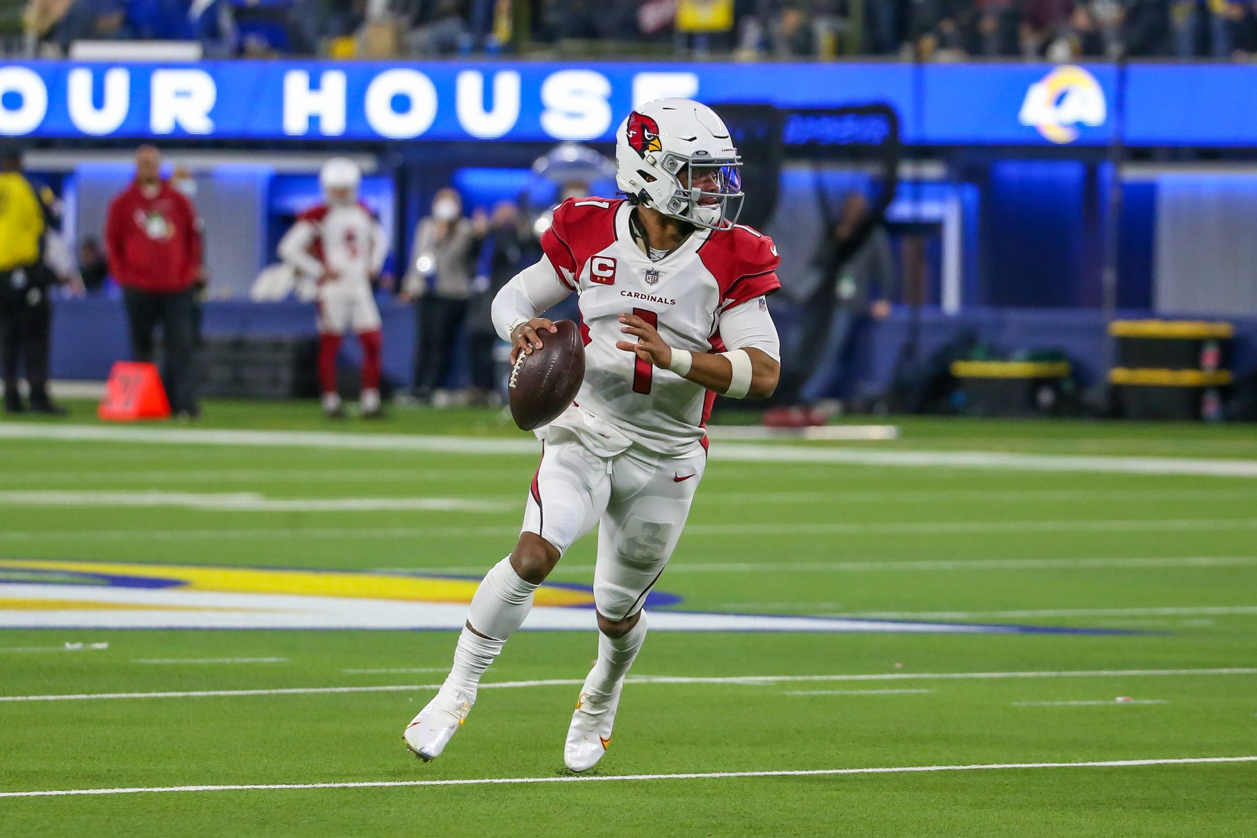 INGLEWOOD, CA - JANUARY 17: Arizona Cardinals quarterback Kyler Murray 1 during the NFC Wild Card playoff game between