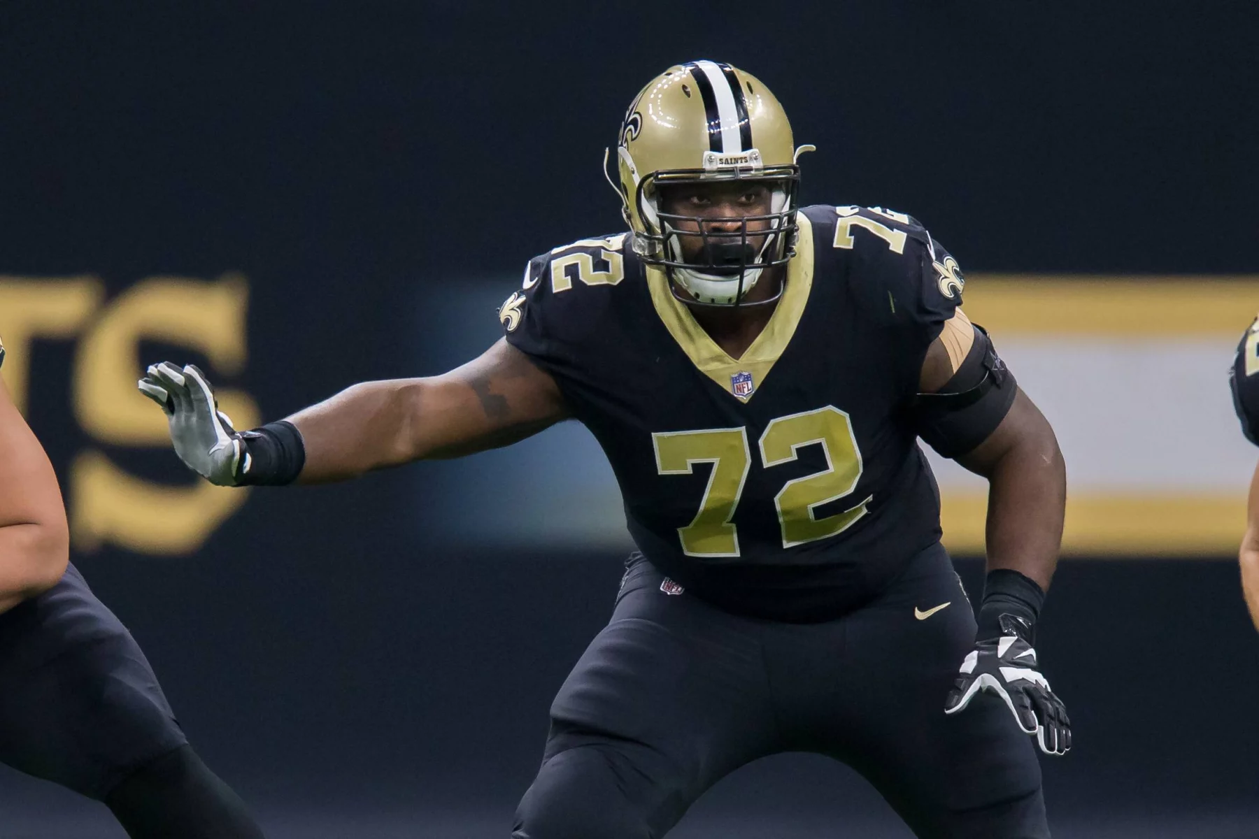 NEW ORLEANS, LA. - NOVEMBER 19: New Orleans Saints offensive tackle Terron Armstead (72) against Washington Redskins on November 19, 2017 at the Mercedes-Benz Superdome in New Orleans, LA. New Orleans Saints won 34-31. (Photo by Stephen Lew/Icon Sportswire) NFL American Football Herren USA NOV 19 Redskins at Saints PUBLICATIONxINxGERxSUIxAUTxHUNxRUSxSWExNORxDENxONLY Icon171119104