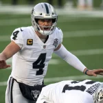 December 6, 2020, Las Vegas Raiders quarterback Derek Carr (4) in action during the NFL, American Football Herren, USA g