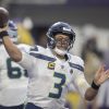 September 26, 2021, Minneapolis, MN, USA - United States: Seattle Seahawks quarterback Russell Wilson (3) passes in the