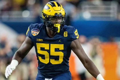 Michigan Wolverines linebacker David Ojabo 55 plays during the Capital One Orange Bowl NCAA, College League, USA College Football Playoff game between Georgia and Michigan on Friday December 31, 2021 at Hard Rock Stadium in Miami Gardens, FL. /CSM Miami Gardens United States of America - ZUMAc04_ 20211231_zaf_c04_138 Copyright: xJacobxKupfermanx