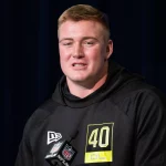 INDIANAPOLIS, IN - MARCH 03: Central Michigan offensive lineman Bernhard Raimann answers questions from the media during the NFL, American Football Herren, USA Scouting Combine on March 3, 2022, at the Indiana Convention Center in Indianapolis, IN. Photo by Zach Bolinger/Icon Sportswire NFL: MAR 03 Scouting Combline Icon2203031224
