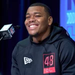 INDIANAPOLIS, IN - MARCH 04: Georgia defensive lineman Travon Walker answers questions from the media during the NFL, American Football Herren, USA Scouting Combine on March 4, 2022, at the Indiana Convention Center in Indianapolis, IN. Photo by Robin Alam/Icon Sportswire NFL: MAR 04 Scouting Combine Icon164220304229
