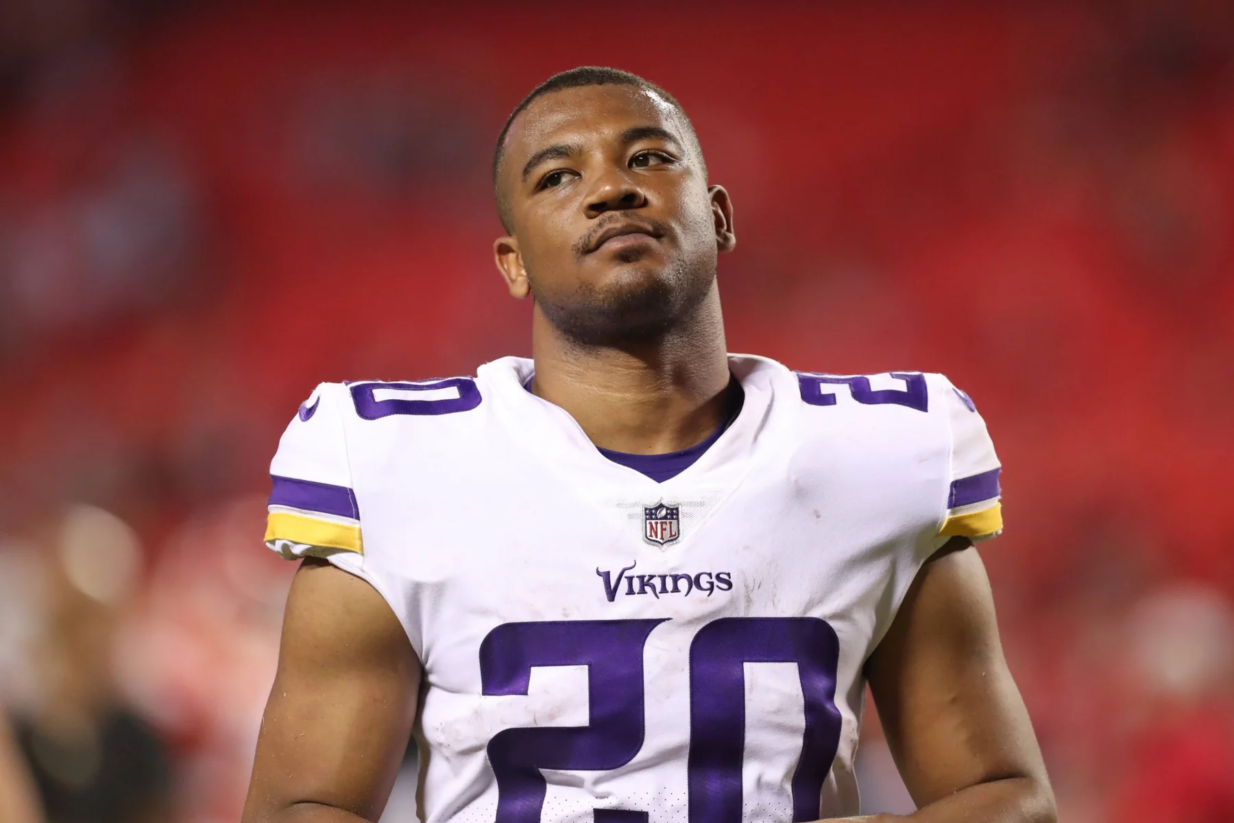KANSAS CITY, MO - AUGUST 27: Minnesota Vikings cornerback Jeff Gladney 20 during an NFL, American Football Herren, USA preseason game between the Minnesota Vikings and Kansas City Chiefs on Aug 27, 2021 at GEHA Field at Arrowhead Stadium in Kansas City, MO. Photo by Scott Winters/Icon Sportswire NFL: AUG 27 Preseason - Vikings at Chiefs Icon2108270615