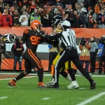 November 14th, 2019: Mason Rudolph 2, Maurkice Pouncey 53, and Myles Garrett 95 brawl after Rudolphs helmet is torn off his head by Garrett during the Pittsburgh Steelers vs Cleveland Browns at First Energy Stadium in Cleveland, OH. /CSM NFL, American Football Herren, USA 2019: Steelers vs Browns NOV 14 - ZUMAcp5_ 20191114_zaf_cp5_006 Copyright: xJasonxPohuskix