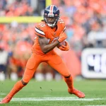 DENVER, CO - NOVEMBER 14: Denver Broncos wide receiver Jerry Jeudy 10 runs after a catch during a game between the Denver Broncos and the Philadelphia Eagles at Empower Field at Mile High on November 14, 2021 in Denver, Colorado. Photo by Dustin Bradford/Icon Sportswire NFL, American Football Herren, USA NOV 14 Eagles at Broncos Icon132211114174