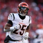 KANSAS CITY, MO - JANUARY 30: Cincinnati Bengals running back Chris Evans 25 during the AFC Championship game between the Cincinnati Bengals and Kansas City Chiefs on Jan 30, 2022 at GEHA Field at Arrowhead Stadium in Kansas City, MO. Photo by Scott Winters/Icon Sportswire NFL, American Football Herren, USA JAN 30 AFC Conference Championship - Bengals at Chiefs Icon2201300905