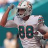 February 20, 2022, Miami Gardens, Florida: Miami Dolphins tight end Mike Gesicki gestures after scoring a touchdown against the Indianapolis Colts during the second half at Hard Rock Stadium on Sunday, Oct. 3, 2021, in Miami Gardens, Florida. Miami Gardens - ZUMAm67_ 0151610559st Copyright: xJohnxMccallx
